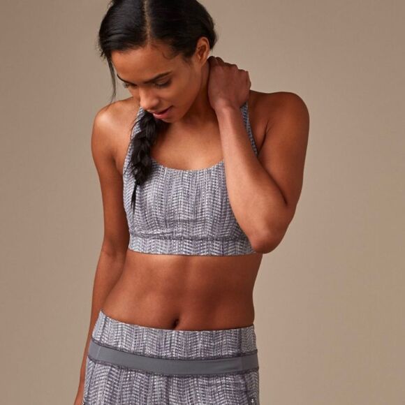 LULULEMON Energy Strappy Sports Bra Gray White Arrow Jacquard Silver Spoon 8 - Picture 2 of 10